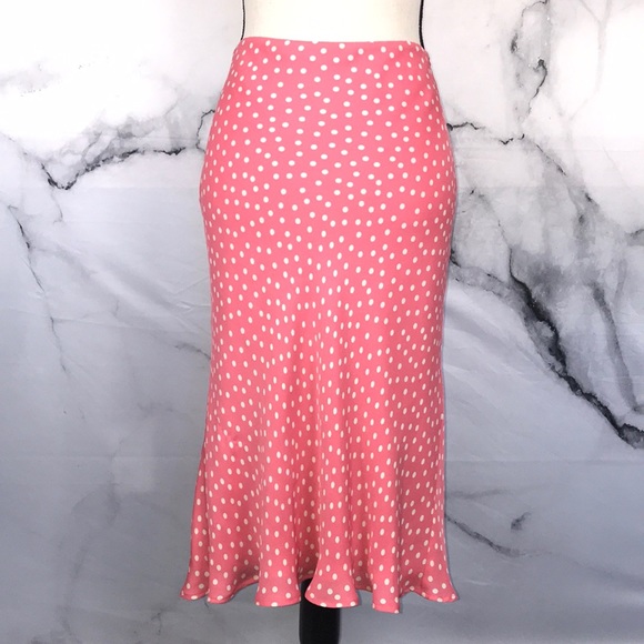 Harold's Dresses & Skirts - 🦋HAROLDS🦋 100% silk white polka dot pink skirt